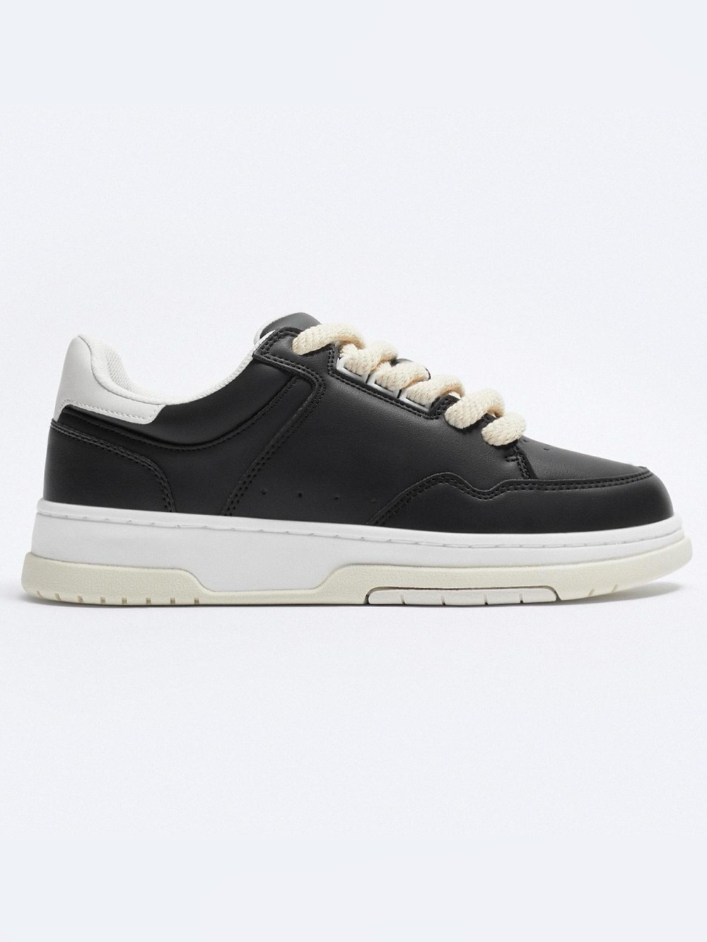 Zara Men’s Chunky Black Sneakers with Cream Laces